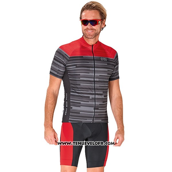 2017 Maillot Ciclismo Gore Bike Wear Power Stripes Gris Manches Courtes et Cuissard